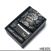 Conjunto Gravata Paisley Preto Sparka